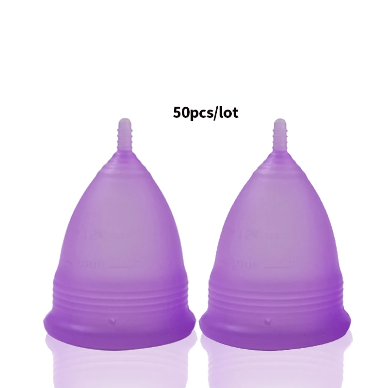 50pcs Reusable Menstrual Cup 100% Soft Silicone Coupe Menstruelle Safe Period Cup Feminine Hygiene Tampons Pads Alternative