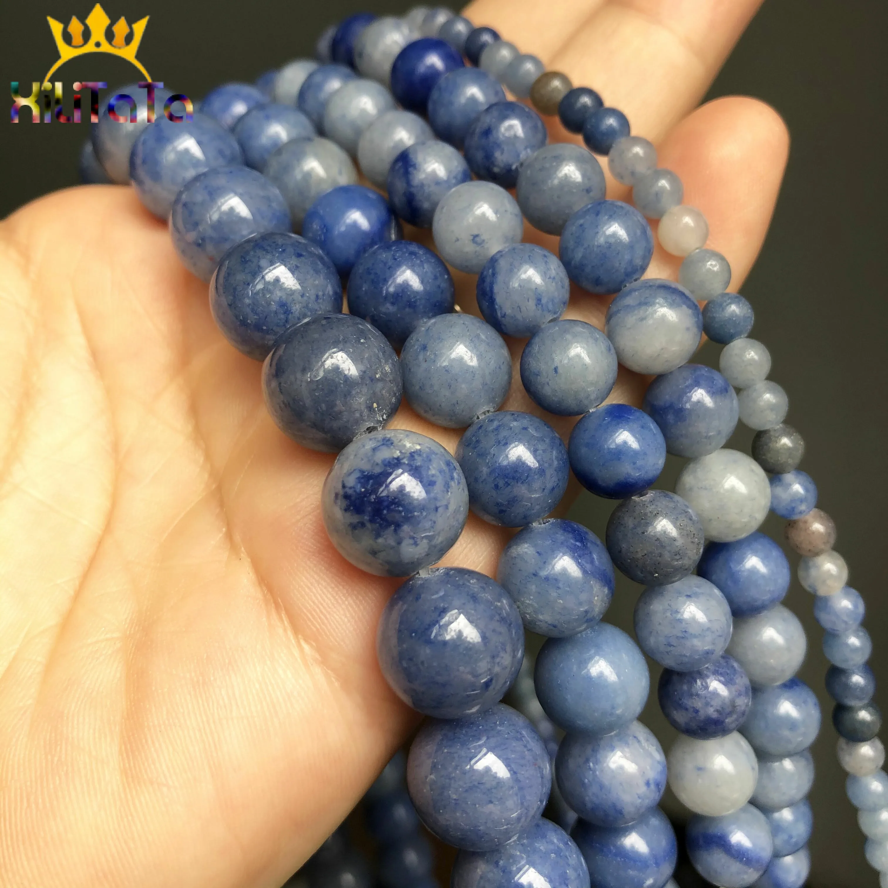 Natural Stone Blue Aventurine Beads Loose Spacer Beads For Jewelry DIY Making Bracelet Accessories 15\'\' 4 6 8 10 12mm