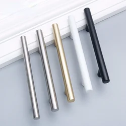Nordic Cabinet Door Handle Light Luxury Imitation Copper Color White American Black Extension Stainless Steel Drawer Handle