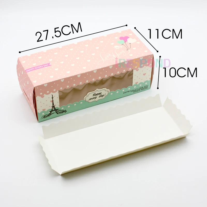 48PCS Swiss Roll Cake Box With Window Cupcake Portable Cake Packing Boxes Portable Wedding Gift Boxes Home Baking Long Cake