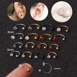 2Pcs 20G 6-10mm Stainless Steel Nose Helix Stud Earring Conch Rook Daith Lobe Ear Piercing Jewelry Cz Hoop Tragus Cartilage