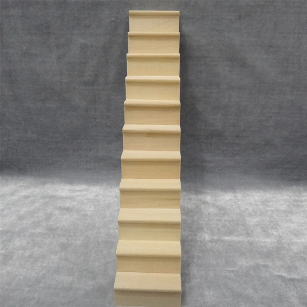 

Miniature Stairs 1:12 Wooden Handrail DIY Staircase Dollhouse Accessories Pre-Assembled Steps Model