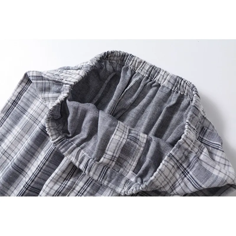 Conjuntos de pijama xadrez casual masculino, terno de pijama masculino, camisa e calça de gola virada para baixo, manga comprida, 100% algodão, primavera, outono, 2024