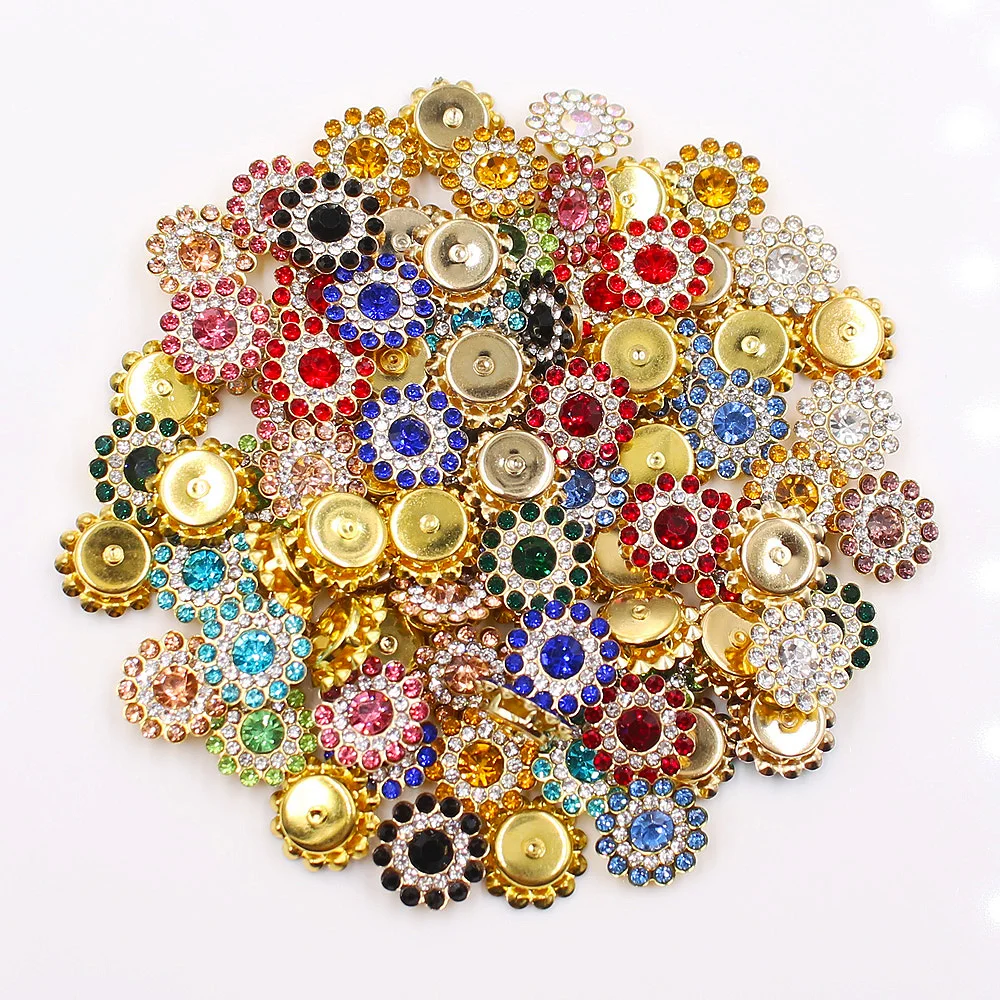 14mm Sonnenblumen klaue auf Strass steinen nähen tirm glänzende Kristalle Steine Gold basis Handarbeit Nähen Strass Accessoires Handwerk Edelsteine – Detail 7
