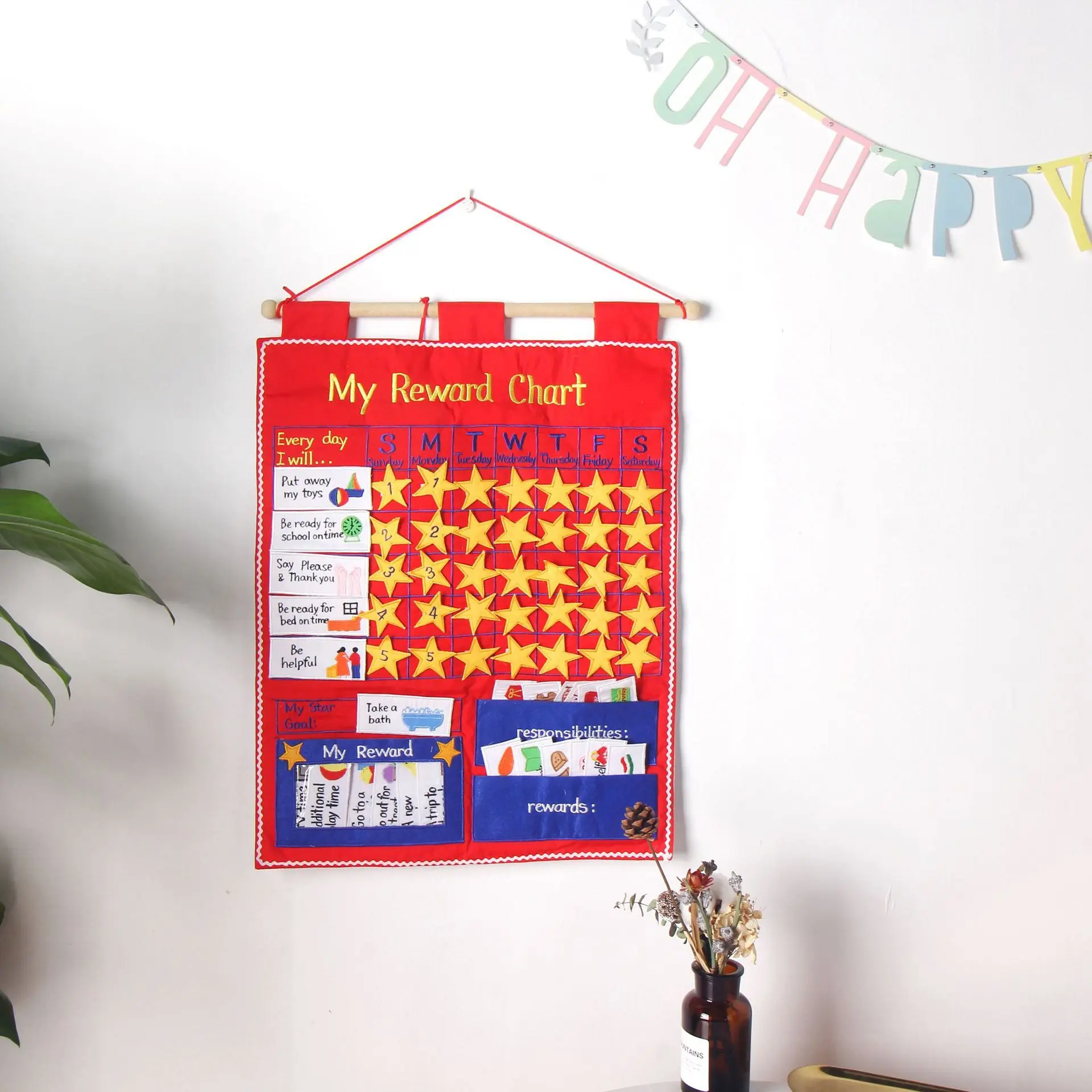 Kinder Belohnung Diagramm Baby Hängen Kalender Spielzeug Zeit Lernen Frühen Emotion Pädagogisches Tuch Kalender Wand Decor Spielzeug für Kinder