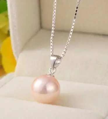 

free shipping noble jewelry Natural perfect round pink 11-12mm Pearl Pendant Necklace Fashion Jewelry