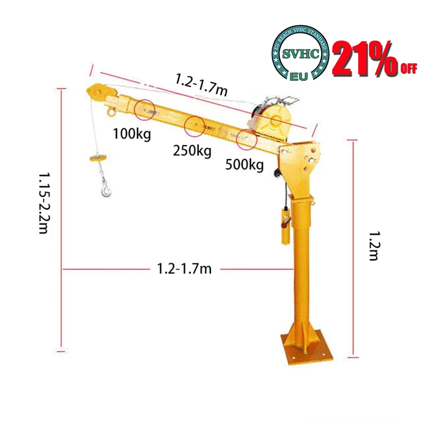 

500KG 220V 1000W Household Electric Hoist Crane Small Truck Crane Car Lifting Crane Machine With Remoting Control And Handle