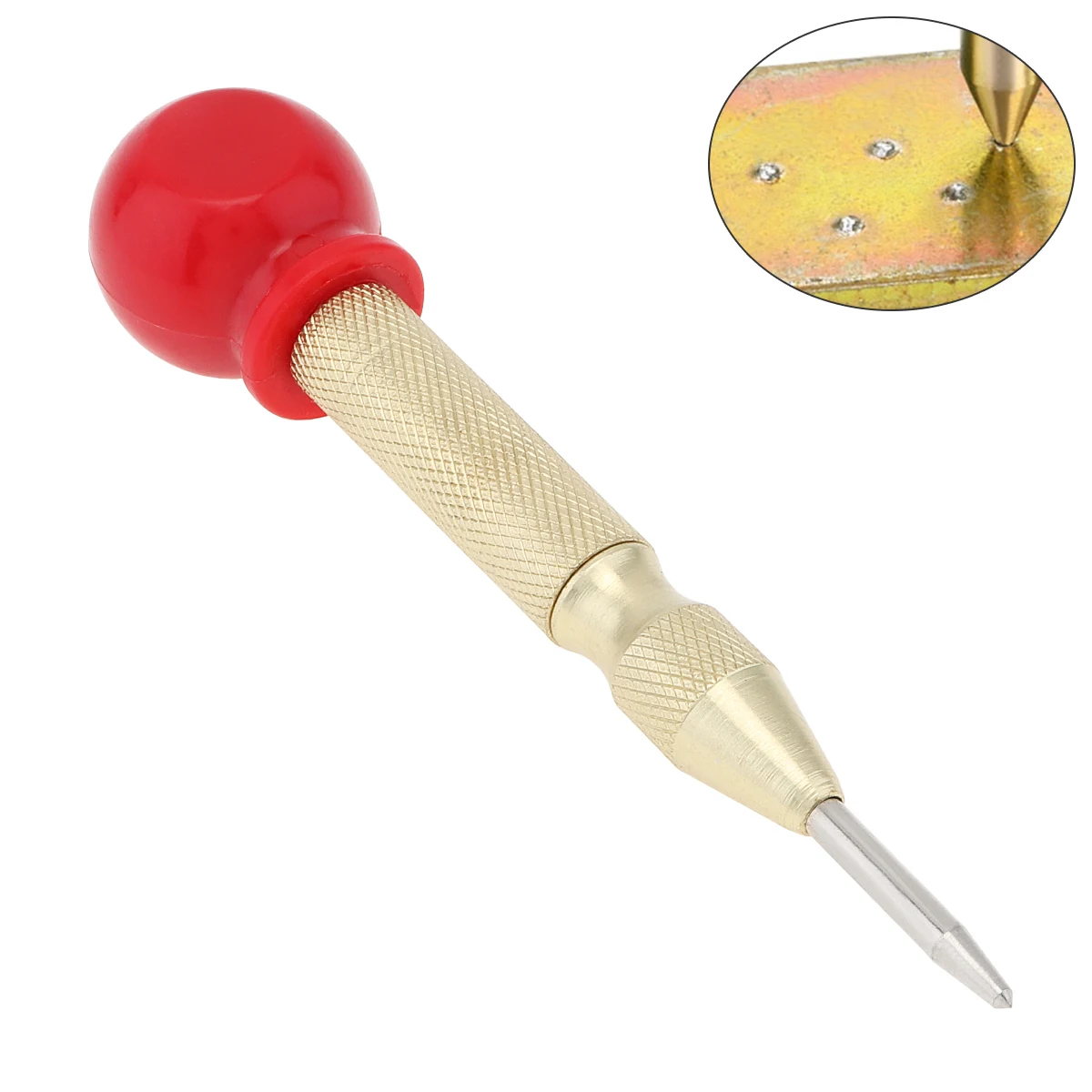 

130mm HSS & Brass Spring Loaded Automatic Center Pin Punch Marking Starting Hole Tool Hand Drill for Woodworking Metal Drilling