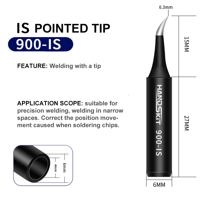 5pcs Lead-free Soldering Iron Tips 900M Serise Sting Welding Tools 900M-T-K 900M-T-I 900M-T-IS For 936 Soldering Station