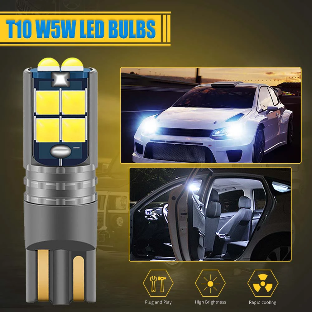 2pcs High Quality T10 W5W Super Bright Car Interior Reading Dome Light Marker Lamp 168 194 LED Auto Wedge Parking Bulbs Orange