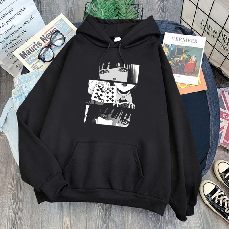 Japanese Anime Hoodies Men Kakegurui Hoodie Hip Hop Tops Cartoon Winter Warm Streetwear Harajuku Graphic Sweatshirts Male