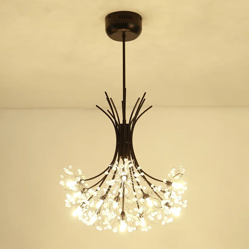 Crystal Bouquet Pendant Light Dining Table Living Room Home Decor Hanging Chandelier Black Golden American Suspension Lamp