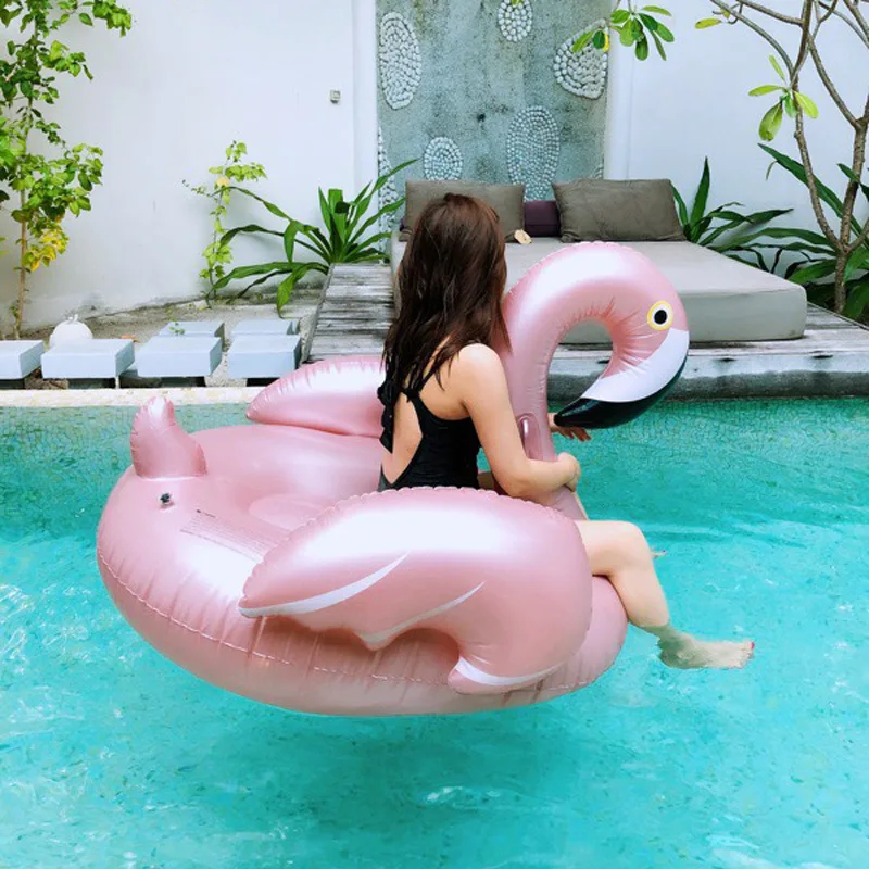 150cm Giant Flamingo Inflatable Air Mattress Float Bed for Swimming Pool Adult Swimming Ring Summer Beach Party Pool Toy