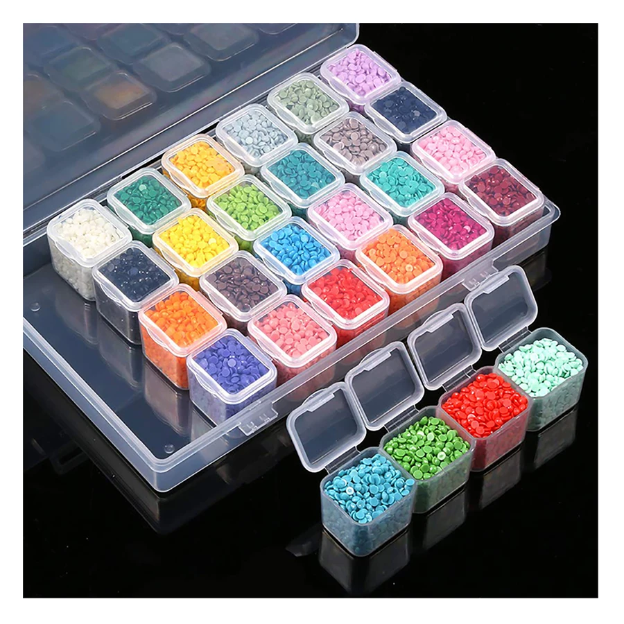 28/56 Grids Crystal Beads Storage Box Diamond Painting Kits Nail Art Rhinestone Toole Beads Storage Box Case Organizer Holder