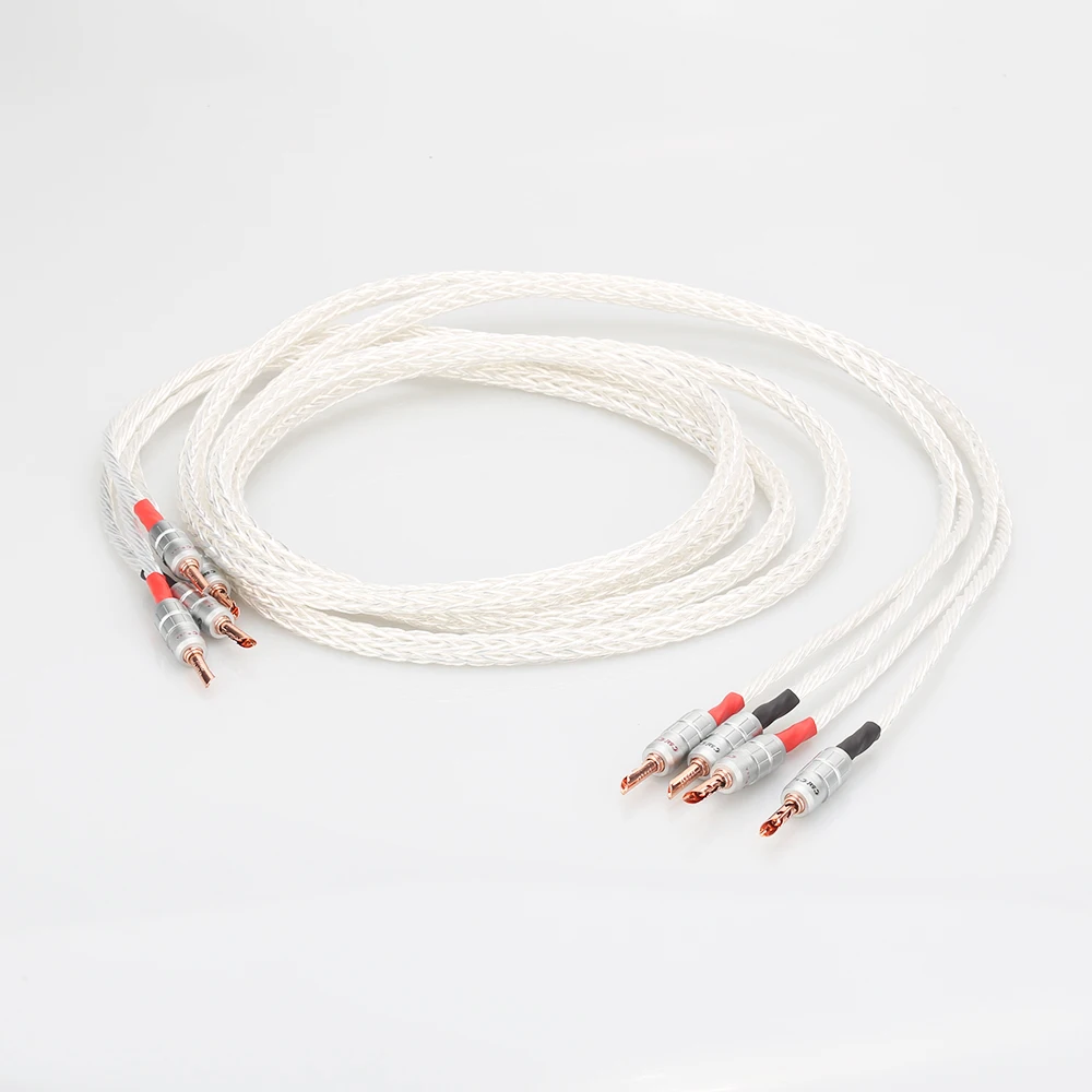 

pair 8AG 8N single silver Plated Speaker Cable Banana Plug loudspeaker cable FOR HIFI amplifier