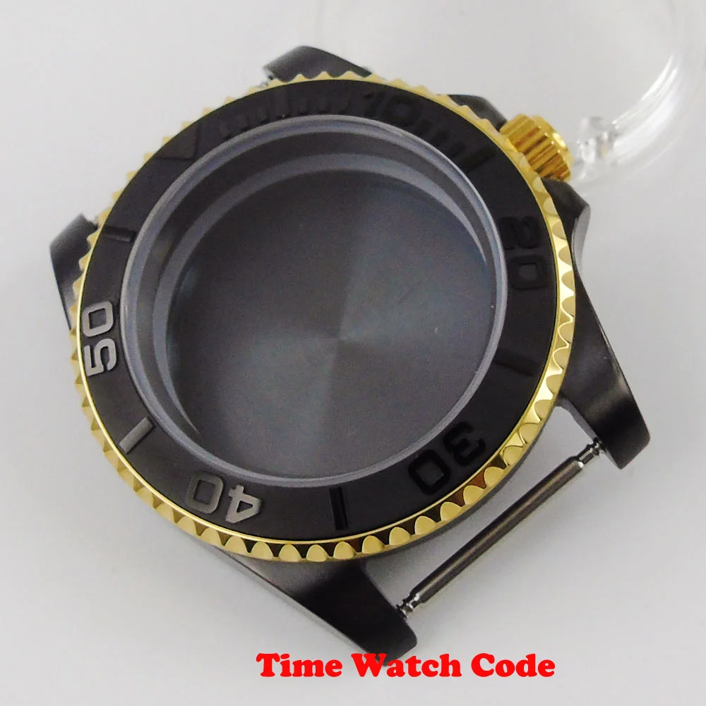 

40mm PVD Coated Sapphire glass Men's Watch Case Fit 2813 ETA 2836 Miyota automatic Movement