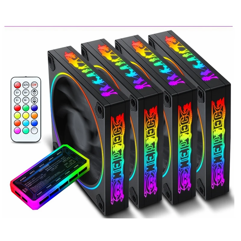 8 in 1 RGB Fans 120mm X 25mm Water Cooling Radiator for Computer PC Set Up  Cpu Cooler Radiator,Speed Color Control Support