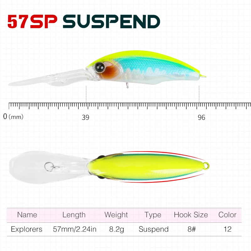 TSURINOYA Max 3.7m 60SP 5.7g Suspending Minnow Fishing Lure Explorers SHAD Long Casting Hard Bait For Pike Perch Chub Jerkbait