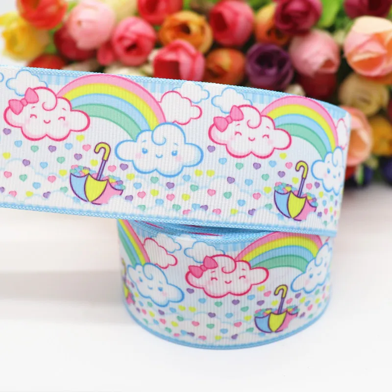 10 Yards 1,5'' (38MM) Regenbogen-, Wolken-Bedruckte Grosgrain-Bänder für Haarschleifen DIY Handarbeitsmaterialien Y19082301 – Detail 4