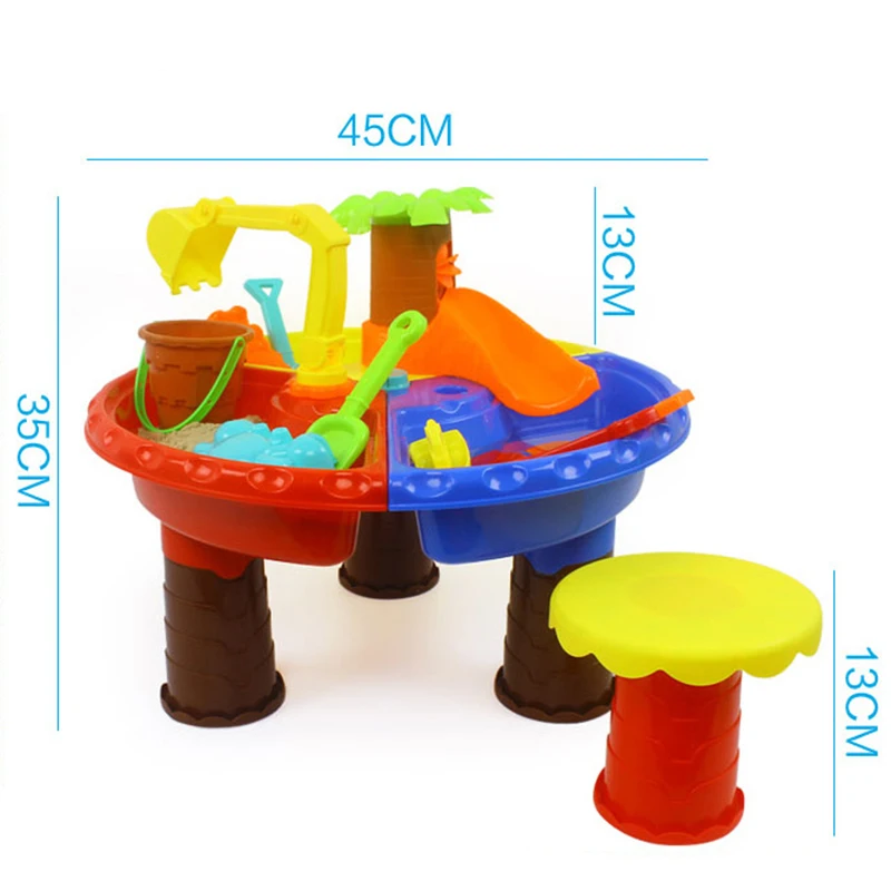 1 conjunto de crianças praia água mesa areia jogar brinquedos conjunto bebê sandpit dragagem ferramentas de praia mesa de jogo sandbox para crianças