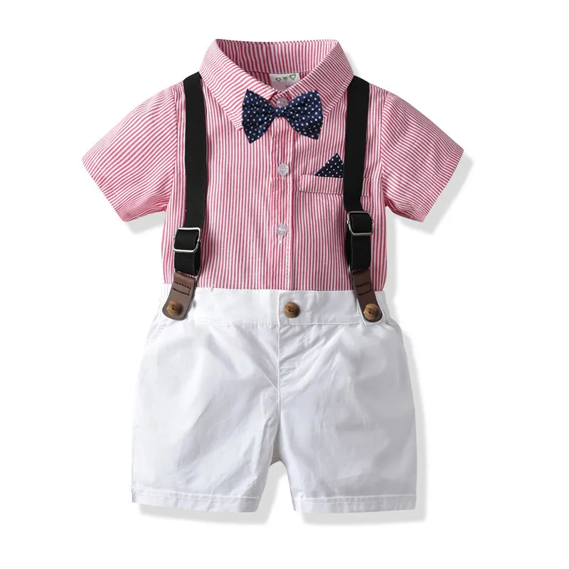 

Kids Boys Blazers Suit New British Summer Blouse Overalls Bow Tie Dress Suit Baby Grab Week Suit Gentlemen's Suits for Weddings