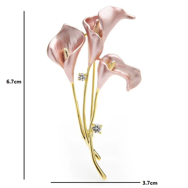 Wuli&baby New Enamel Lily Flower Brooches For Women 3-color Weddings Banquet Office Brooch Pins Gifts