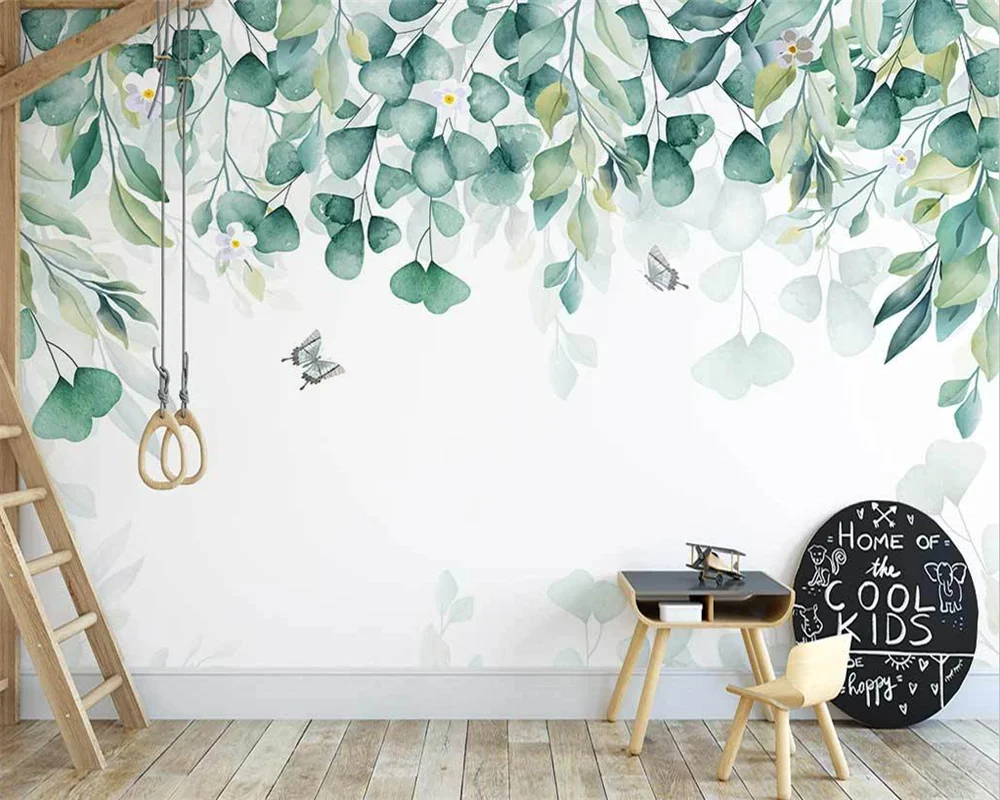 

beibehang Custom modern new Nordic hand-painted fresh leaf vine indoor minimalist background wallpaper wall papers home decor