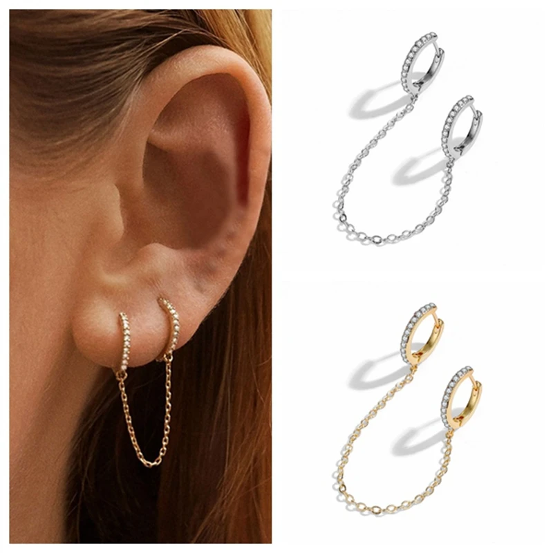 KINFOLK, новые модные круглые манжеты для ушей, выдвижные серьги для женщин, унисекс, золотой цвет, двойной пирсинг, серьги-кольца, женские серьги