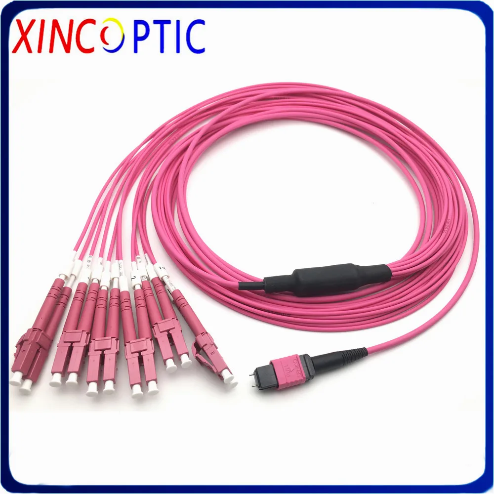 1/2/3/5/7/10M MPO Male-LCUPC Connector B Type Multimode OM4 12C 12Strands 3.0mm Mini Fiber Optic Trunk Jumper Cable Patch Cord