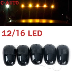 5Pcs 12 LED / 16 LED Car Cab Roof Marker Lights Black Smoked Lens Lamp Car External Lights For Truck SUV DC 12V Car-styling