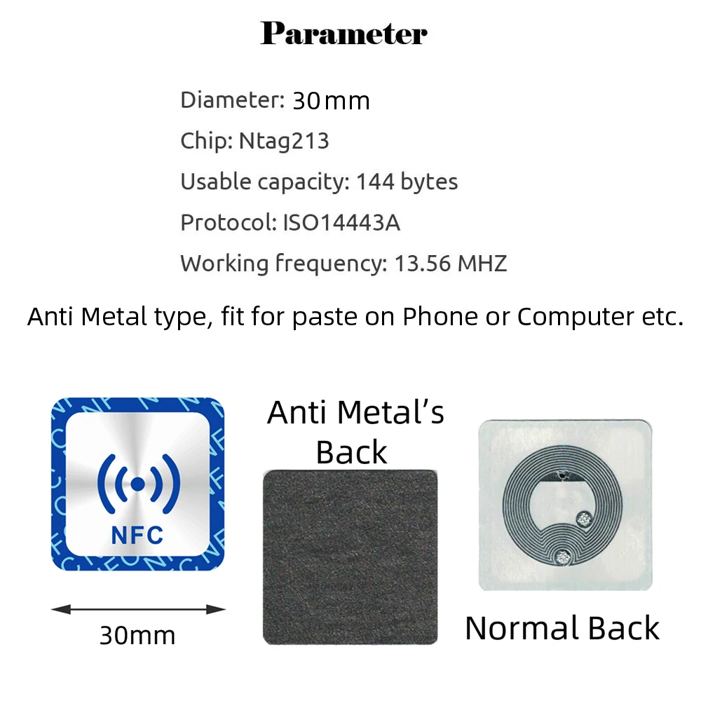 6Pcs Nfc Ntag213 Tag Sticker Ntag 213 Voor Huawei 13.56Mhz Universele Label Rfid Key Token Patrol Ultralight Tags