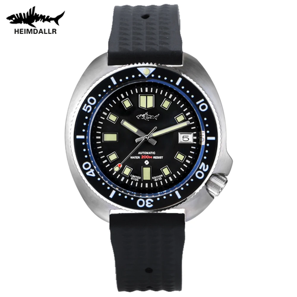 Heimdallr Turtle Captain Willard Watch Sapphire Crystal Black Dial Luminous Japan NH35A Automatic Mechanical Steel Dive Watches