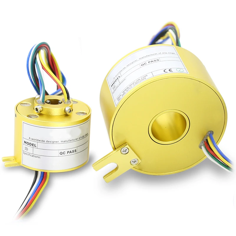 Rotary Conductive Industrial Slip Ring 2 4 6 12 Wires Full-gold Plating with Hole Electric Brush Connector Inductor 