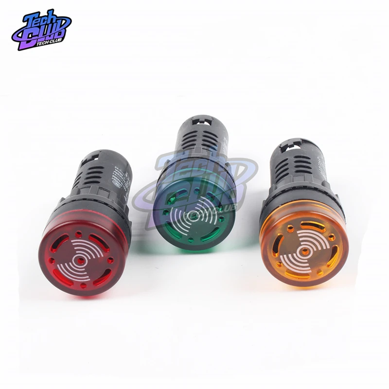 LED Active Buzzer Beep Alarm Indicator AD16-22SM 12V 24V 110V 220V Red Green Yellow Black LED Flash Signal Light Lamps