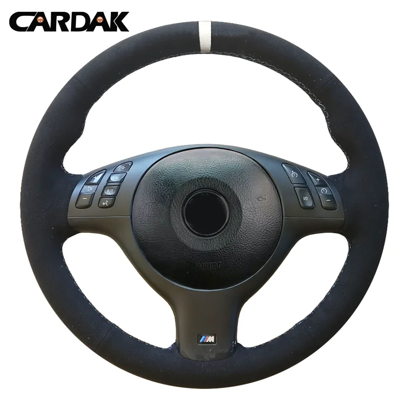 CARDAK Hand Sewing Car Steering Wheel Cover For BMW E46 M3 E39 330i 540i 525i 530i 330Ci M3 2001 2002 2003 Braid Car Accessories