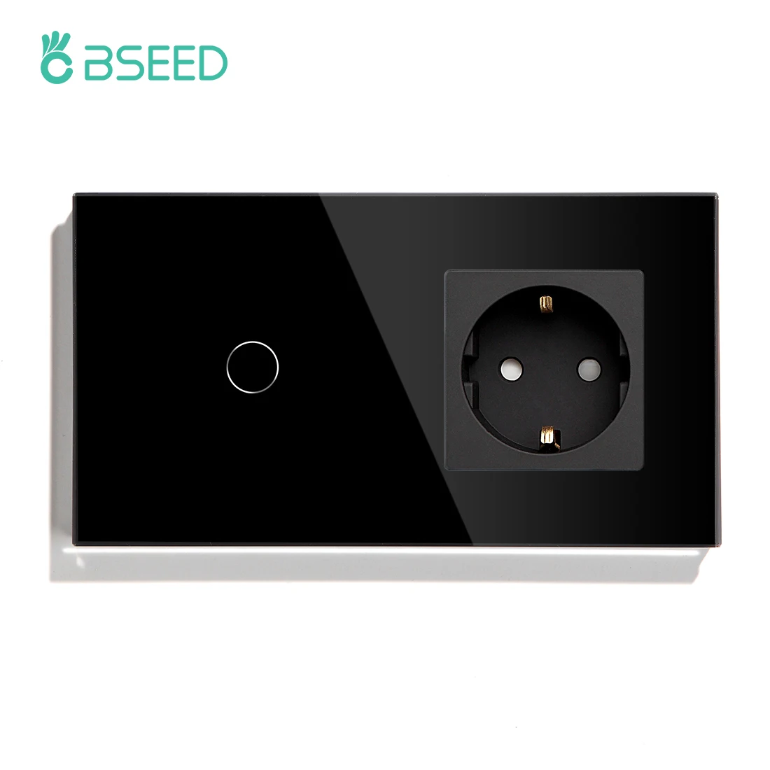 BSEED-EU Tomada de parede padrão com painel de cristal, Touch Switch, 1Gang, 2Gang, 3Gang, 300W, 157mm