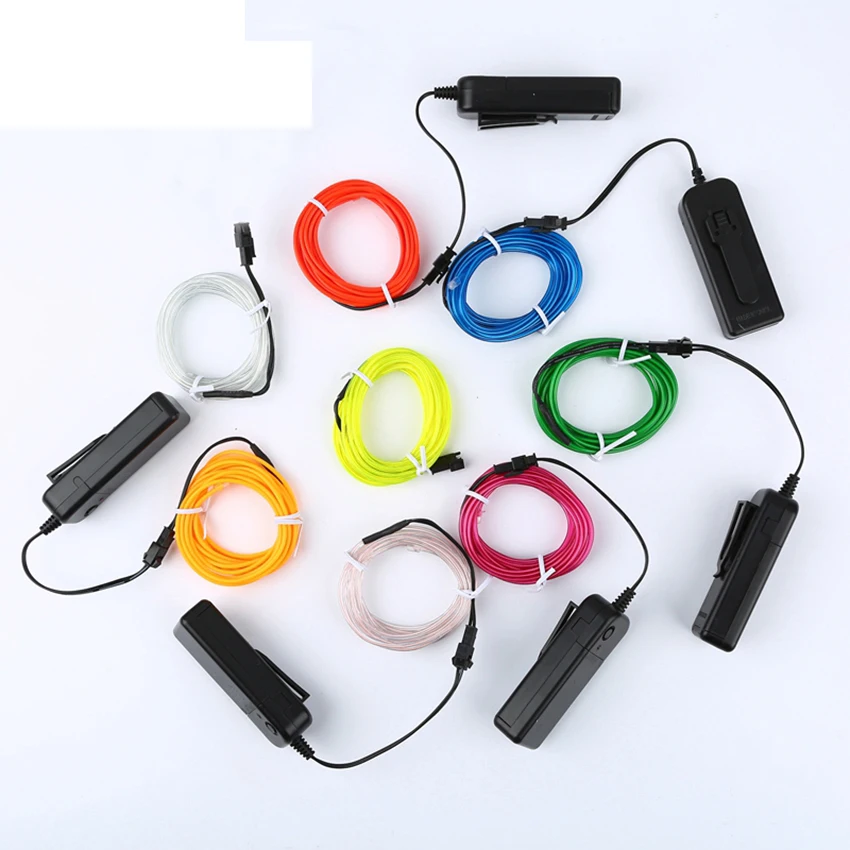 EL Wire 3V Battery Flexible led Light strip Tube waterproof Car Party Clothing Wedding el wire + converter Flexible Neon Light