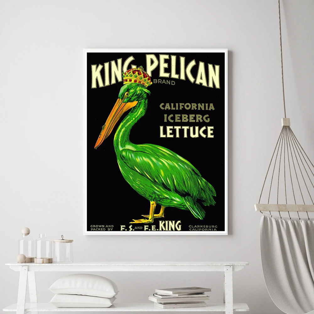 Abstract Vintage Food and Drink Advertising Kitchen Wall Art Poster Pelican Kitchen Picture Canvas Painting Nordic Home Decor