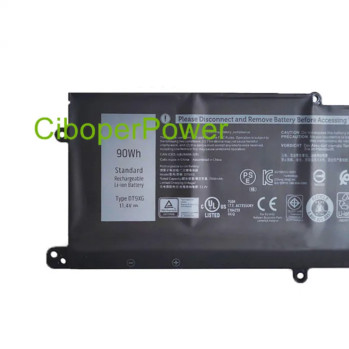 Original quality 11.4V 90Wh DT9XG Laptop Battery  Area-51m i9-9900K RTX 2080 ALWA51M Series 07PWXV