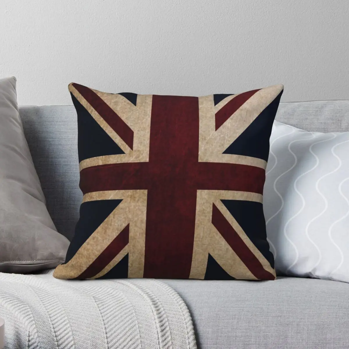 Union Jack Square Pillowcase Polyester Linen Velvet Pattern Zip Decor Pillow Case Room Cushion Cover 45x45