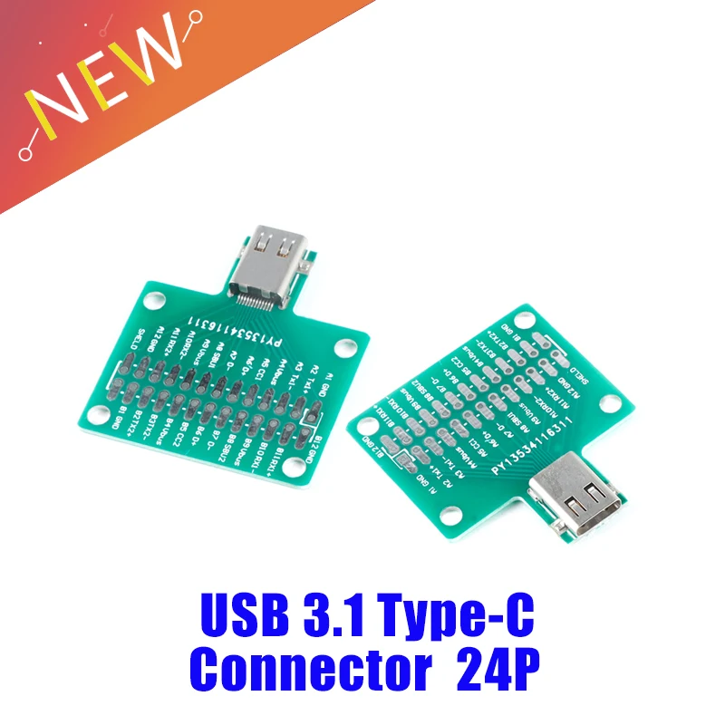 USB 3.1 Cable Test Board 24PIN Type-C Type C Female Plug Jack to DIP Adapter Connector Welded PCB Converter Pin Board