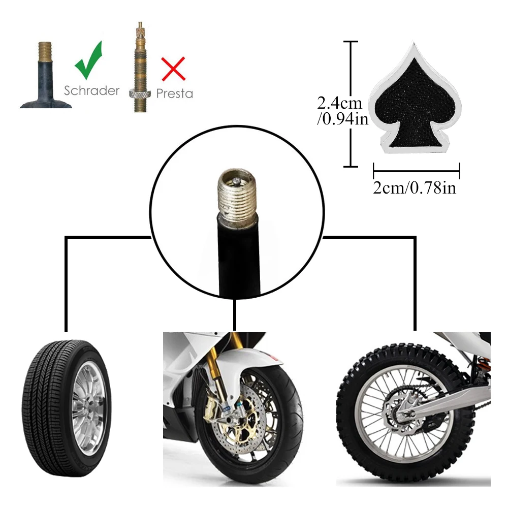 AUTCOAT 4Pcs/Set Stylish Spades Tire Wheel Tyre Valve Stem Caps for Car Truck Motorcycle Bike Universal Dust Covers