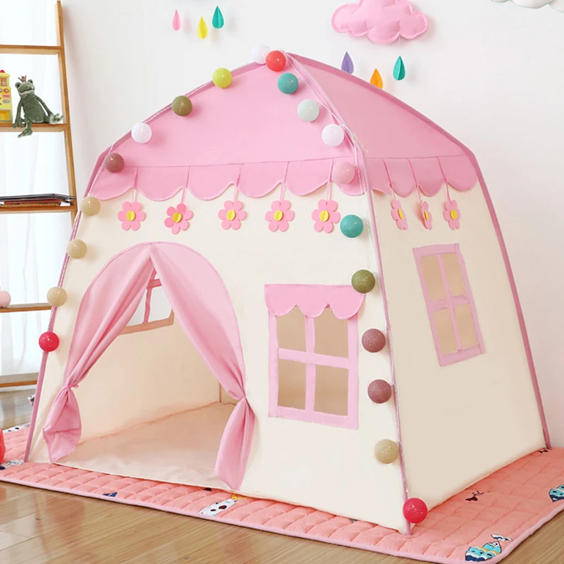 Kids Indoor Outdoor Castle Tent Toy Baby Princess Game House Flowers Blossoming Boy Girl Oversize House Folding Game Gifts