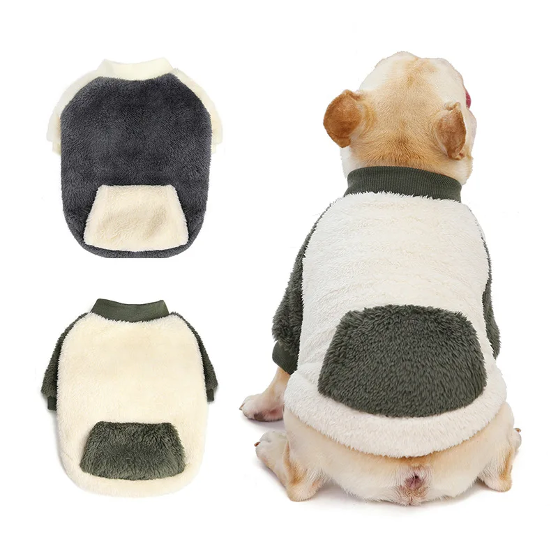 Pet Clothes Round Tie Pocket Dog Fleece Warm Micro-elastic Dog Coat Puppy Clothes