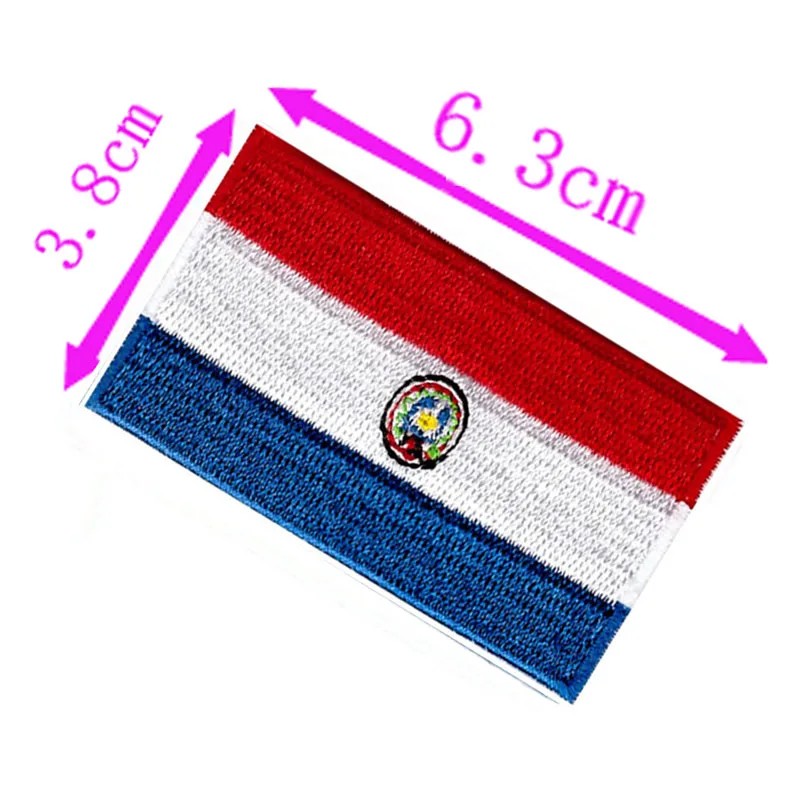 Paraguay Country Flag Embroidery Patch 6.3cm Wide Iron On Patch/DIY