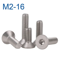 10 Pcs/Lot Hexagon Hex Socket Countersunk Screw Flat Head Allen Bolts M2 M3 M4 M5 M6 M8 M10 M12 M16 304 Stainless Steel DIN7991