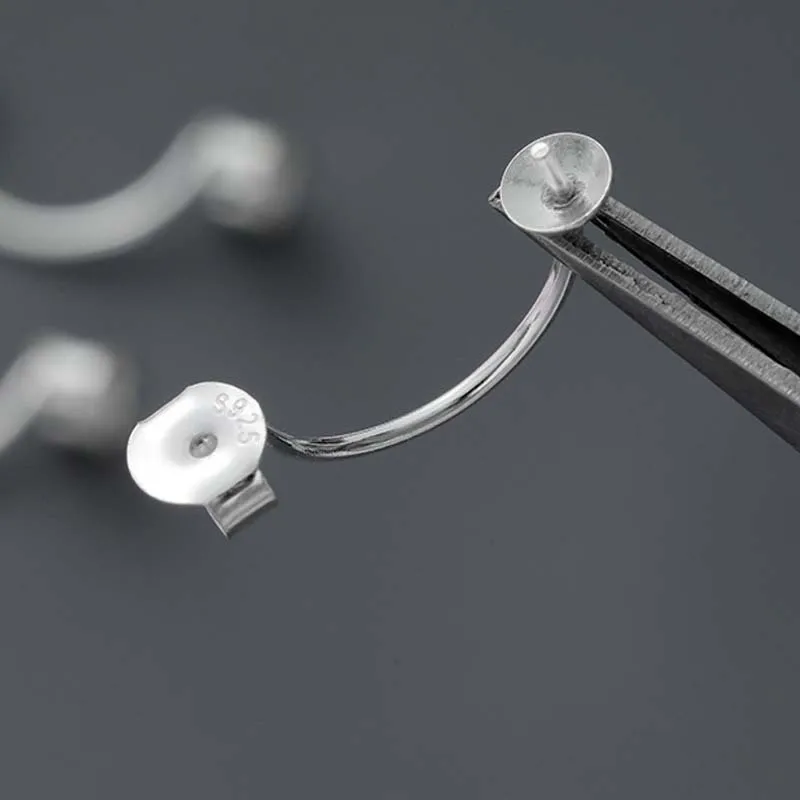 Real Solid 925 Sterling Silver Earring Stud Needle Post Flat Base Pins Double Side Posts Settings DIY Jewelry Making Findings