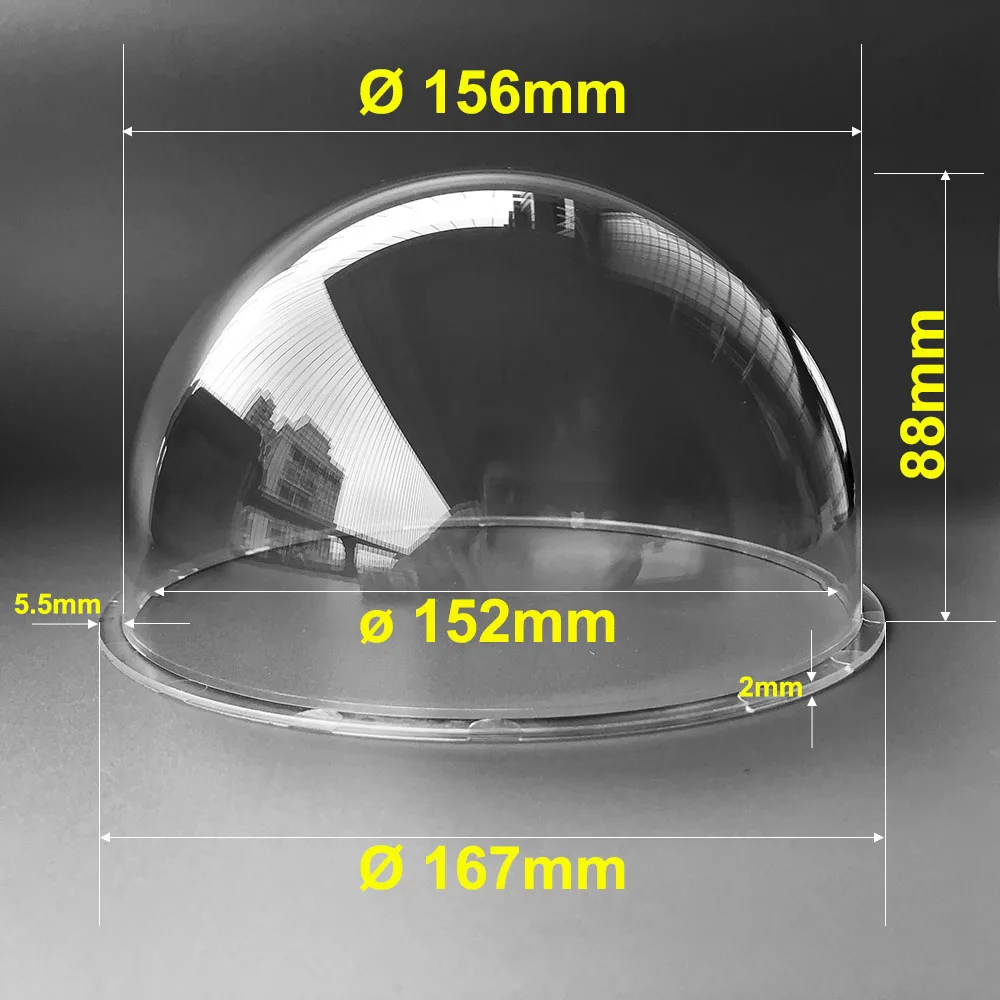 

6 Inch 167x88mm Indoor Outdoor Acrylic Clear Dome Cover Surveillance CCTV Camera Housing High Speed Dome Shell Transparent Case