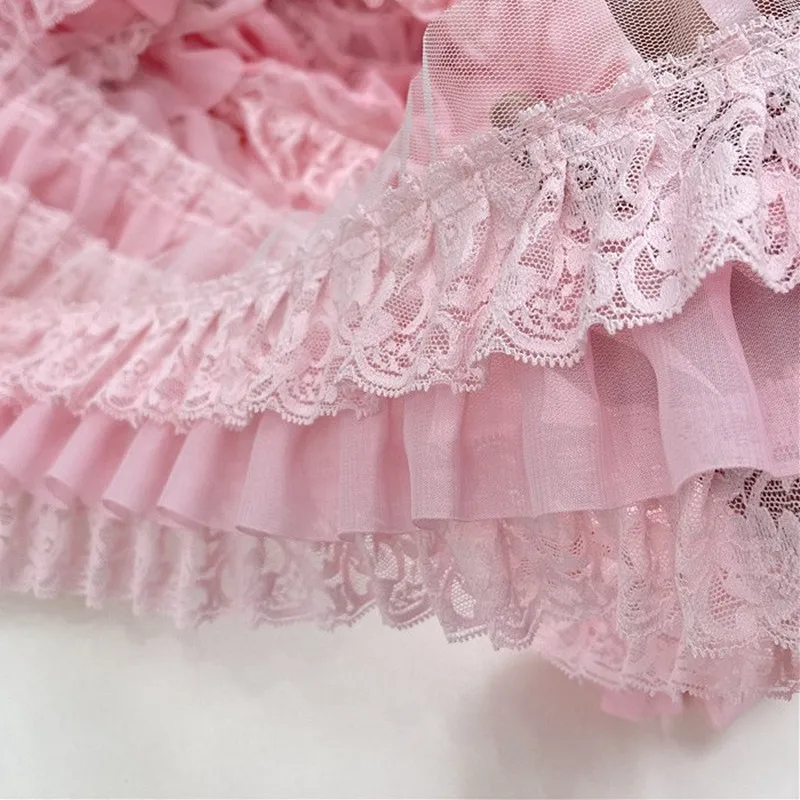 Hot Sale Three-layer Pleated Fluffy 3D Chiffon Lace Fabric DIY Children\'s Clothing Cake Skirt Party Dress Decoration Accessories