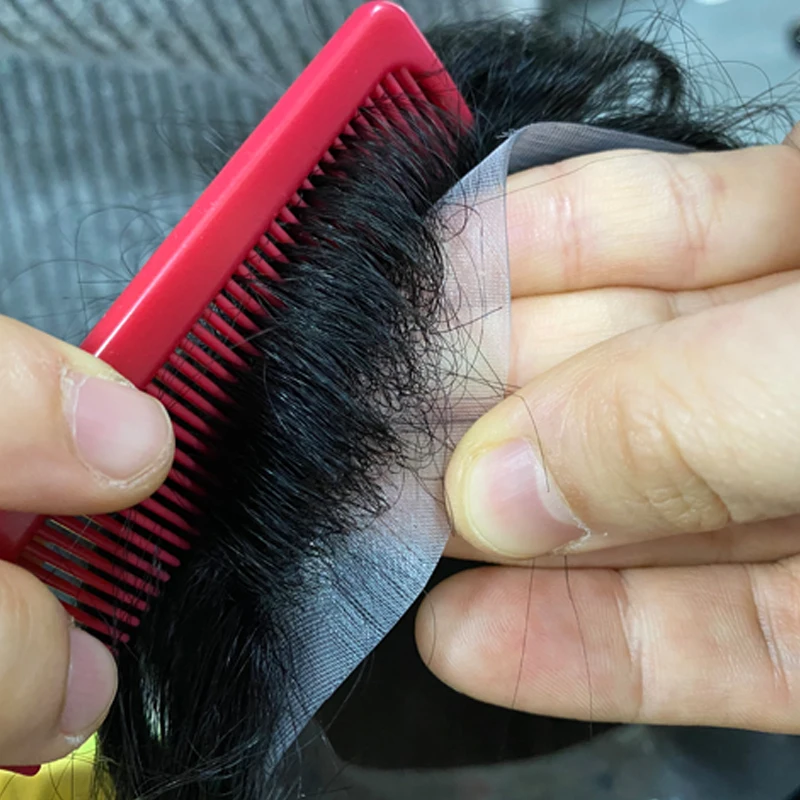 ISKIN Men Toupee Human Hair Curly Thin Skin PU Men's Capillary Prosthesis With Knots Indian Remy Hair System Unit Natural Wigs